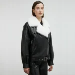 Black Leather Jacket With White Fur Left Black Leather Jacket With White Fur Left