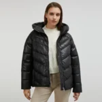 Black Padded Jacket Front Open