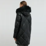Black Puffer Coat With Black Fur Hood Back Black Puffer Coat With Black Fur Hood Back
