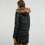 Black Puffer Coat With Fur Hood Back Black Puffer Coat With Fur Hood Back