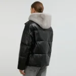Black Puffer Jacket With Hood Back Black Puffer Jacket With Hood Back