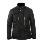 Black Quilted Puffer Jacket Front