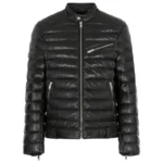 Black Shiny Puffer Jacket Front Black Shiny Puffer Jacket Front