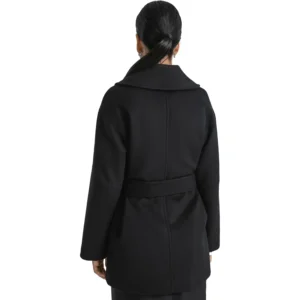 Black Wool Trench Coat For Women Back