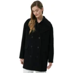 Black Wool Womens Coat Front Black Wool Womens Coat Front