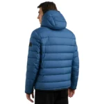 Blue Puffer Jacket With Hood Back Blue Puffer Jacket With Hood Back