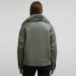 Green Faux Fur Jacket Back