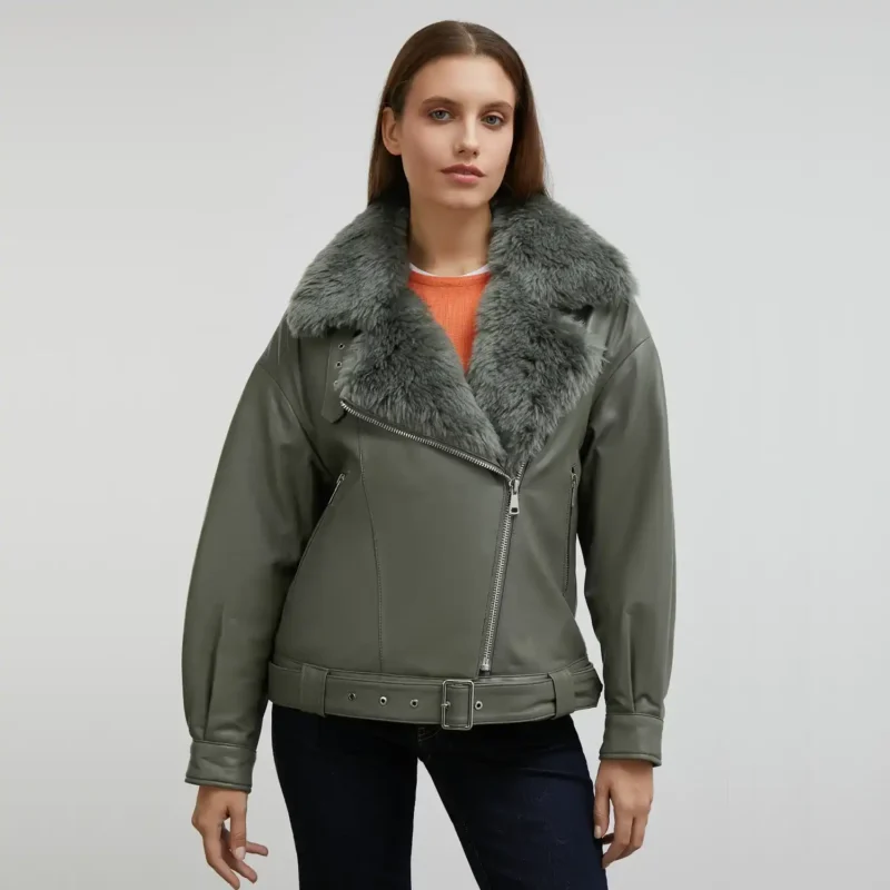 Green Faux Fur Jacket Front