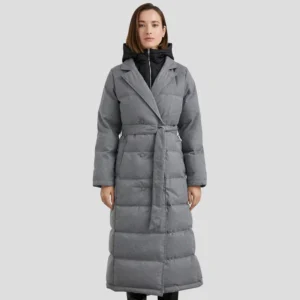 Grey Puffer Coat Front