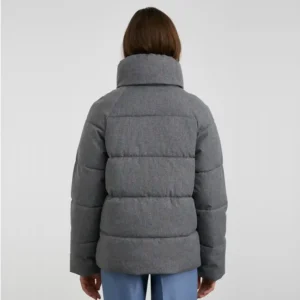 Grey Puffer Jacket Back