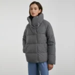 Grey Puffer Jacket Front Grey Puffer Jacket Front