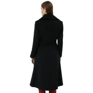 Long Double Breasted Wool Coat For Ladies Back
