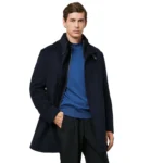 Navy Blue wool coat For Mens front open Navy Blue wool coat For Mens front open