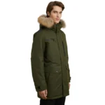 Olive Green Coat With Fur Hood For Mens Left Olive Green Coat With Fur Hood For Mens Left
