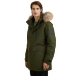 Olive Green Coat With Fur Hood For Mens Right Olive Green Coat With Fur Hood For Mens Right