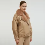 Tan Faux Fur Jacket Left Tan Faux Fur Jacket Left
