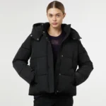 black cropped puffer jacket open black cropped puffer jacket open