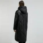 black puffer coat women back
