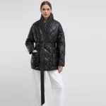 black puffer jacket women front close black puffer jacket women front close