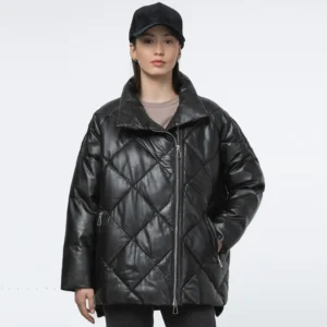 black puffer jackets for women front