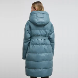 blue puffer jacket ladies back