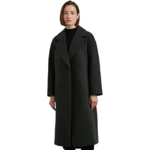 dark green wool coat womens front open