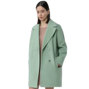 green wool coat ladies left open