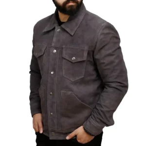 grey trucker jacket left