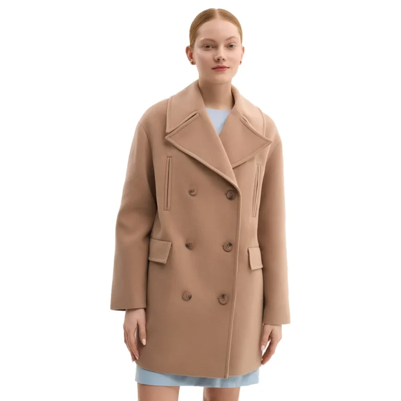 light brown wool coat front