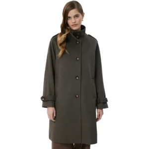 olive green wool coat womens front
