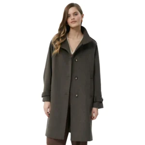 olive green wool coat womens front open