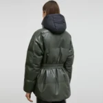 olive puffer jacket Back