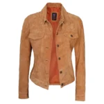 suede trucker jacket front open suede trucker jacket front open