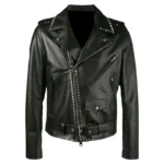 Black Leather Punk Jacket Front