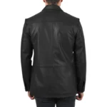 Black Mens Leather Blazer Back