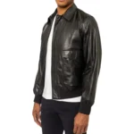 Black Men's Leather Bomber Jacket Half Black Men's Leather Bomber Jacket Half