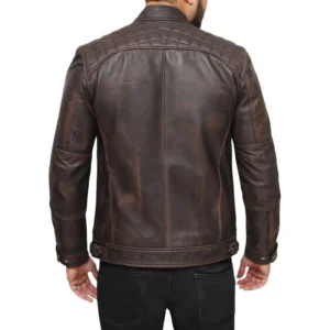 Brown Cafe Racer Jacket Back