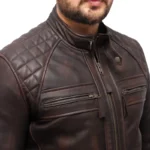 Brown Cafe Racer Jacket Front Close