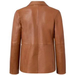 Brown Leather Blazer Ladies Back