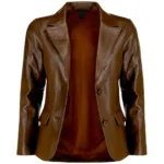Brown Leather Blazer Womens Front Open Brown Leather Blazer Womens Front Open