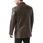 Dark Brown Leather Blazer Back Dark Brown Leather Blazer Back