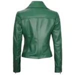 Green Leather Biker Jacket Womens Back Green Leather Biker Jacket Womens Back