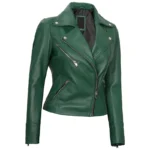 Green Leather Biker Jacket Womens Left Green Leather Biker Jacket Womens Left