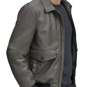 Grey Bomber Jacket Mens Left