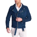 Navy Blue Suede Jacket Mens Front Navy Blue Suede Jacket Mens Front