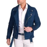 Navy Blue Suede Jacket Mens Front Open Navy Blue Suede Jacket Mens Front Open