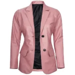 Pink Leather Blazer Front Open Pink Leather Blazer Front Open