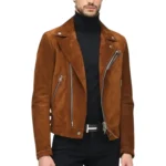 brown suede biker jacket mens front brown suede biker jacket mens front