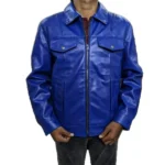 Blue Trucker Jacket Front Close Blue Trucker Jacket Front Close