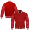 Mens Red Bomber Varsity Letterman Jacket